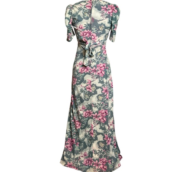 Vintage 70s Maxi Dress Hawaiian Tropical Short Sleeve Juniors Sz 11 Floral - Picture 3 of 12